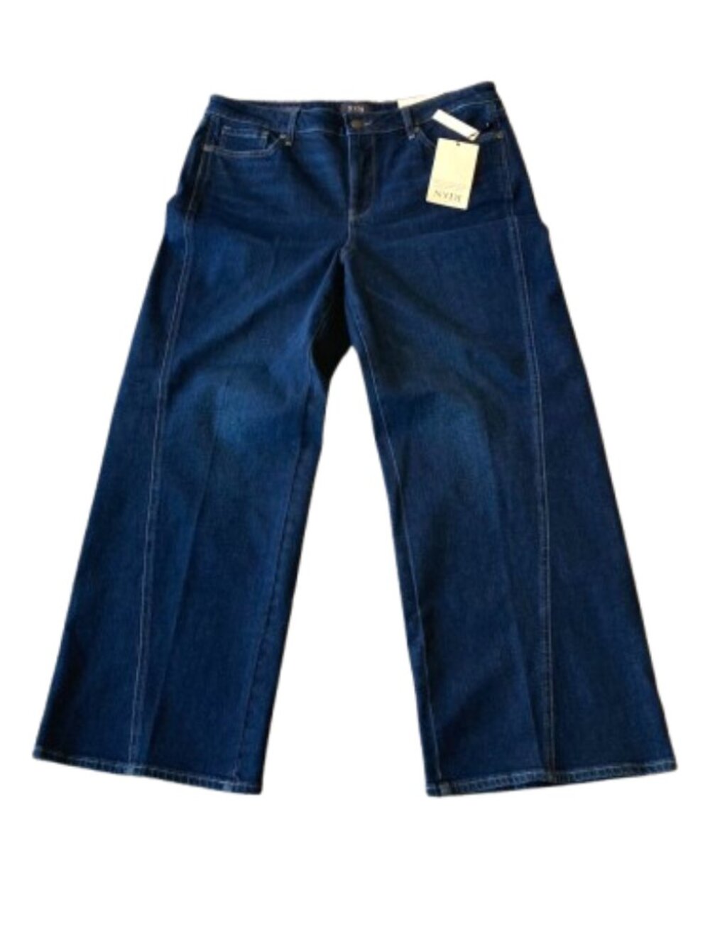 NYDJ Teresa Wide Leg Jean Contour Seams Slimming 12 PETITE Ink Skyline NWT